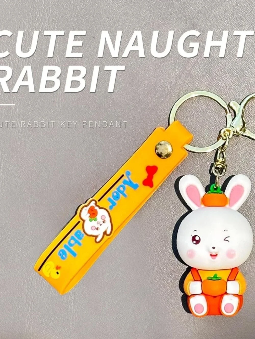 Adorable Orange Bunny Keychain Plush Charm for Kids